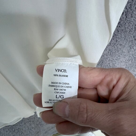 Vince Silk Dolman Cap Sleeve blouse Off White Large - Picture 6 of 6